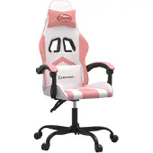 vidaXL Gamingstoel, wit en roze, kunstleer