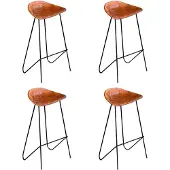 vidaXL Barstoelen 4 st echt leer bruin
