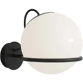 Astep Model 237/1 Model 238/1 Wandlamp 1 Opaline Sphere (20cm Diameter), Black Mount with Switch