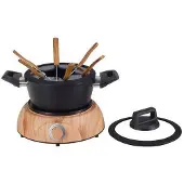 Basic Nouvel wood 6-persoons fondueset zwart/hout