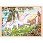 Goki Puzzel - Eenhoorn - 48 Stukjes - 40X30X0,8Cm - Hout - 3 Jaar