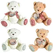 Nobrand Pluchen beer knuffel met strik multi kleuren voor kinderen.