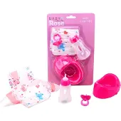 Mac Toys Baby Rose verzorgingsset, verpakt op een kaart, artikelnummer 27664