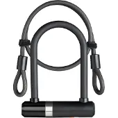 Axa Newton Mini Beugelslot – 14 mm Gehard Staal – 15 cm Beugellengte – Inclusief 100 cm Kabel – Met Framehouder – Zwart