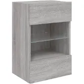 DKD Home Decor Tv-wandmeubel met LED-verlichting 40x30x60,5 cm grijs sonoma