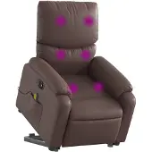 vidaXL Sta-op-massagestoel elektrisch kunstleer bruin