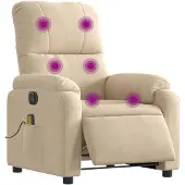 vidaXL Massagestoel elektrisch verstelbaar microvezelstof crèmekleurig