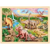 Goki Puzzel - Dinosauruspad - 96 Stukjes - 40X30X0,8Cm - Hout - 3 Jaar