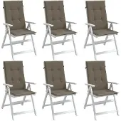 vidaXL Stoelkussens 6 st hoge rug 120x50x4 cm stof gemêleerd taupe