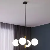 LumenXL Moderne hanglamp Callie zwart met melkwit glas, 4-lichts