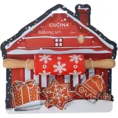 Home & Styling Bakset kids Huisje - Deegroller + vormpjes - Rood