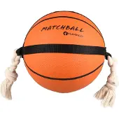 Flamingo Hondenspeelgoed – Matchball basketbal met touw – hondenspeelgoed – hondentouw – hond bal – honden bal – 53,5 cm – oranje