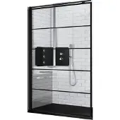 Novellini Inloopdouche Kuadra H Stripes 120x200 cm Helder Glas Mat Zwart Profiel