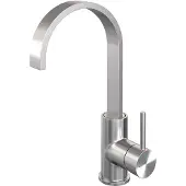 Brauer Wastafelmengkraan brushed edition coldstart opbouw hoog plat gebogen ronde hendel geborsteld rvs pvd