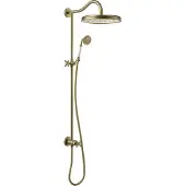 Tres Regendoucheset clasic opbouw incl. Handdouche verouderd messing mat