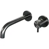 Brauer Gunmetal Edition ColdStart wastafelkraan inbouw gebogen uitloop en rozetten model B1 gunmetal geborsteld PVD