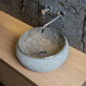 Loutro Waskom rocky t rond 40x40x15 cm marmer taupe