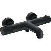 Wiesbaden Ribbd thermostatische badmengkraan hartafstand 15 cm mat zwart