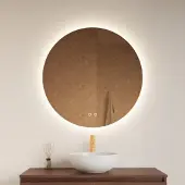 Gliss Design Spiegel oko koper rond led verlichting 100 cm incl. Verwarming