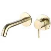 Sanilux Wastafelmengkraan Inbouw Rond Goud Geborsteld Messing