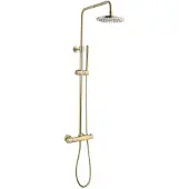 Sanilux Regendouche Opbouw 20 cm Met Staafdouchekop Goud Geborsteld