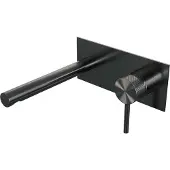 Brauer Gunmetal Carving inbouw wastafelmengkraan met rechte uitloop en afdekplaat model A1 gunmetal geborsteld PVD