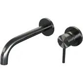 Brauer Edition Inbouw Wastafelkraan - Gebogen Uitloop - Rozetten - Hendel 1 Rechts - Geborsteld Gunmetal PVD - Messing - Kranen, Wastafelkranen,