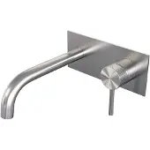 Brauer Inbouw wastafelmengkraan brushed carving coldstart gebogen uitloop ronde hendel rechts geborsteld rvs pvd met afdekplaat