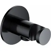 Hotbath Ace AC515 wandhouder met uitlaat gepolijst zwart PVD