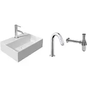 Salenzi Fonteinset Spy Mat Wit 40x30 cm Chroom (Keuze uit 20 kranen)