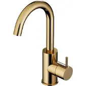 Hotbath Cobber wastafelkraan 27.8cm 1 gats met draaibare uitloop geborsteld messing