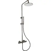 Sanilux Regendoucheset Opbouw Blair Thermostatisch Geribbelde Knop Douchekop 25 cm Gunmetal