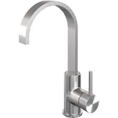 Brauer Wastafelmengkraan brushed carving coldstart opbouw hoog plat gebogen ronde hendel geborsteld rvs pvd pvd