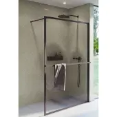 Riho Inloopdouche Lucid GD400 Omkeerbaar Verstelbaar Aluminium 200x120 cm Mat Zwart