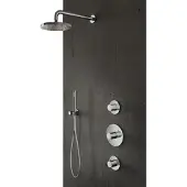Hotbath Complete thermostatische douche inbouwset buddy 2 stopkranen geborsteld nikkel