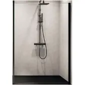 Novellini Inloopdouche kuadra h 130x200 cm helder glas mat zwart profiel