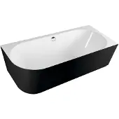 Polysan Sussi R Gegoten marmeren hoekstaand bad 160x70x49,5cm, zwart/wit