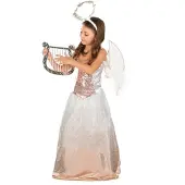 Vegaoo - Roze gouden engel meisje kostuum