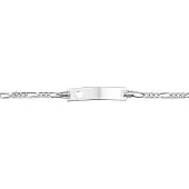 The Jewelry Collection Zilver Gerhodineerde Graveerarmband hart figaro plaat 4 1329667
