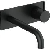 Hotbath Inbouw wastafelkraan met achterplaat cobber 18 cm gebogen uitloop 1-hendel mat zwart