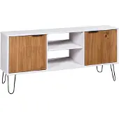 vidaXL Tv-meubel New York massief grenenhout wit en lichthoutkleurig