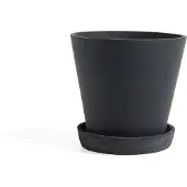HAY Flowerpot with saucer pot L 17.5 cm Zwart