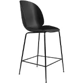 Gubi Beetle barkruk laag black, zwartverchroomd stalen onderstel