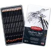 Derwent Metallic Box 9b-h Graphite Pencil 12 Units Zwart Kinderen