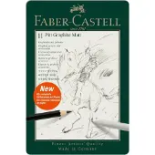 Faber-Castell grafietpotloden set - Pitt Mat - 8 stuks + gum + doezelaar + puntenslijper - matzwart - FC-115220