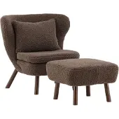 Svea - Teko fauteuil met voetenbank - teddy - bruin