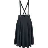 Voodoo Vixen - Rockabilly Midirok - Toyin Black Herringbone Overall Skirt - S tot 4XL - voor Vrouwen - zwart | Maat 3XL