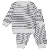 Feetje Wafel pyjama marineblauw/wit Jongens/Meisjes Katoen Ronde hals Streep - maat 122