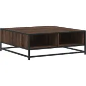 vidaXL Salontafel 80x80x30 cm bewerkt hout en metaal bruin eikenkleur