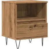 vidaXL Nachtkastje 40x35x50 cm bewerkt hout artisanaal eikenkleur